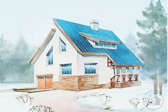 Маленький дом со скошенными окнами в мансарде