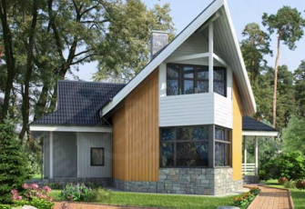 Стильный деревянный коттедж «с мачтой»