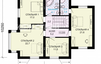 Проект двухэтажного дома из кирпича с гаражом для двух автомобилей