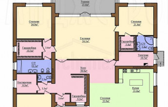 Красивый одноэтажный дом на 282 квадрата