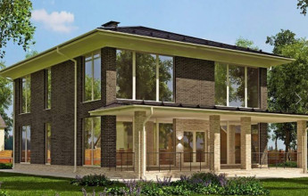 Проект коттеджа с большими окнами