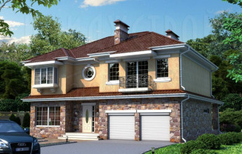 Двухэтажный коттедж с двумя гаражами  254 квадратов