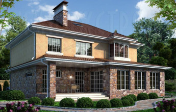 Двухэтажный коттедж с двумя гаражами  254 квадратов