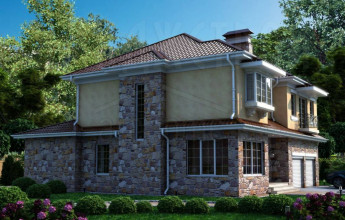 Двухэтажный коттедж с двумя гаражами  254 квадратов