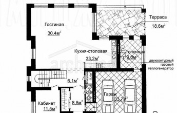 Двухэтажный коттедж с двумя гаражами  254 квадратов