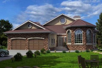 Одноэтажный дом с двумя гаражами на 263 квадрата