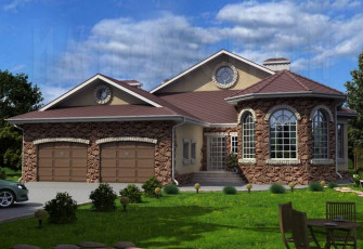 Одноэтажный дом с двумя гаражами на 263 квадрата