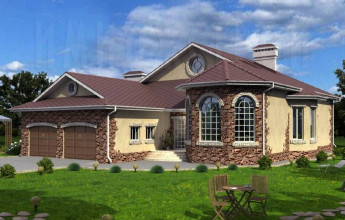 Одноэтажный дом с двумя гаражами на 263 квадрата