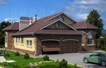 Одноэтажный дом с двумя гаражами на 263 квадрата