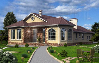 Одноэтажный дом с двумя гаражами на 263 квадрата