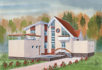 Трехуровневый газобетонный коттедж