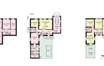 Трехуровневый газобетонный коттедж