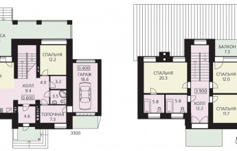 Двухэтажный дом из пенобетона с гаражом