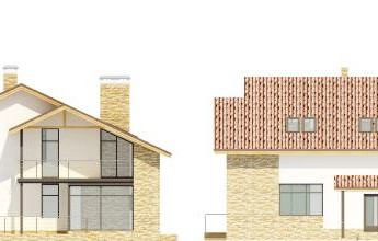 Двухсекционный дом с витражами