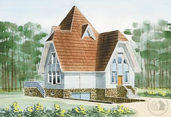 Трехуровневый коттедж из бетонных блоков