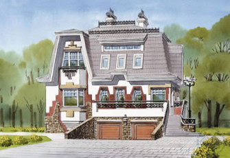 Особняк с двумя подземными гаражами