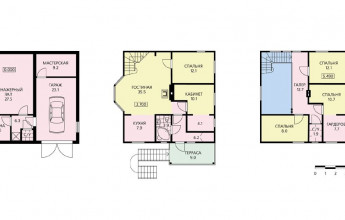 Коттедж с гаражом для участка с рельефом