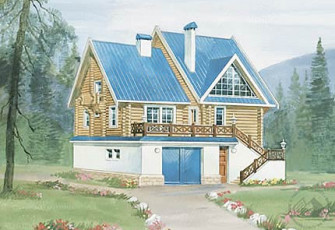 Бревенчатый коттедж с каменным первым этажом