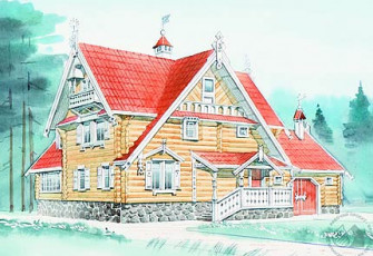 Бревенчатый коттедж из бруса