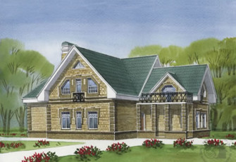 Современный загородный дом из газобетона