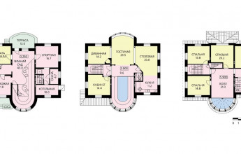 Великолепный блочный особняк с двусветным витражом