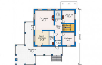 Сложный коттедж для участка на крутом склоне 454 кв2