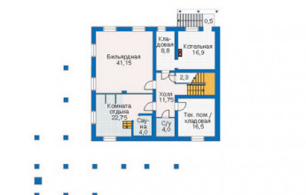 Сложный коттедж для участка на крутом склоне 454 кв2