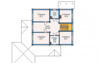 Сложный коттедж для участка на крутом склоне 454 кв2