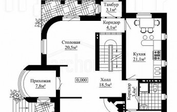 Коттедж с угловым входом 372 квадрата