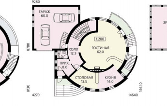 Цилиндрический дом с большим гаражом