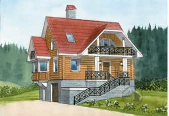 Деревянный особняк с террасой