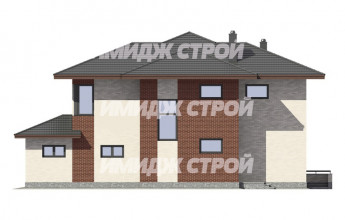 Проект загородного дома с четырьмя спальными комнатами и гаражом для одного автомобиля