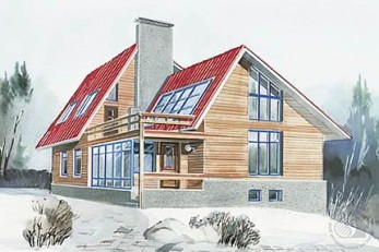 Трехуровневый комбинированный коттедж из бруса