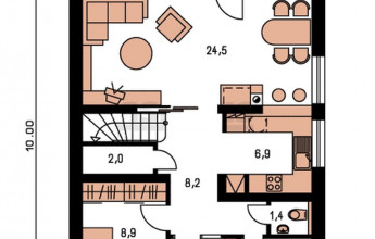 Проект коттеджа в чешском стиле 125 кв.м.