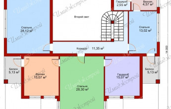 Просторный особняк со вторым светом  Дом со вторым светом на 267 м2