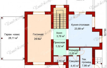 План дома с панарамными окнами и террасой 206 кв.м.