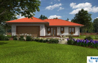 Проект одноэтажного коттеджа с гаражом 160 кв.м.