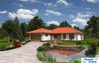 Проект одноэтажного коттеджа с гаражом 160 кв.м.