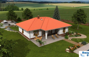 Проект одноэтажного коттеджа с гаражом 160 кв.м.