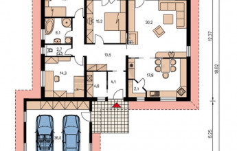 Проект одноэтажного коттеджа с гаражом 160 кв.м.