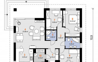 105 квадратных метров в один этаж