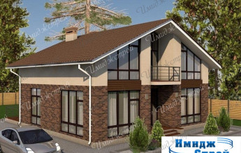 Двухэтажный дом с французскими окнами Коттедж с витражными окнами