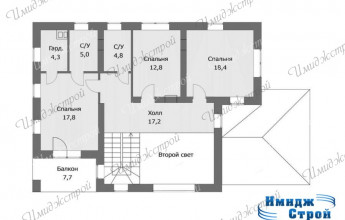 Оригинальный дом со вторым светом Проект коттеджа на 214 м2