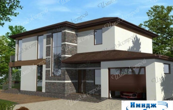 Авторский проект коттеджа с гаражом Уникальный проект загородного дома с гаражом