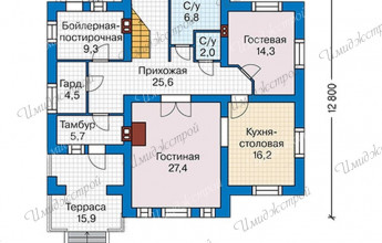 Двухэтажный коттедж на 233 м2  Двухэтажный дом в колониальном стиле