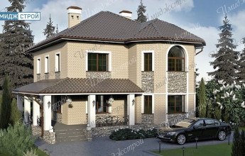Дом из кирпича и камня на 196 м2 Двухэтажный дом из камня из кирпича