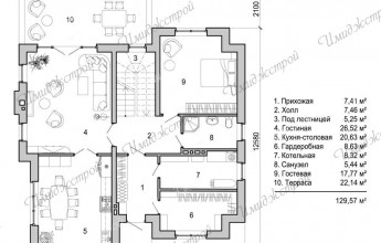 Дом в шведском стиле на 211 м Коттедж с многоуровневой крышей в шведском стиле