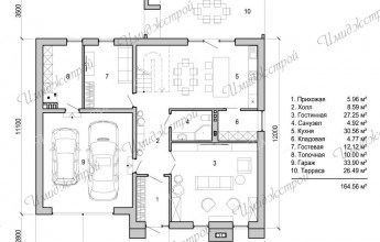 Проект дома с террасой над гаражом в современном стиле 301 кв.м.