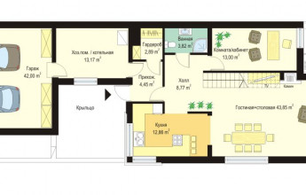 Дом для узкого участка с гаражом на 242 кв2