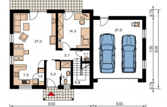 Проект необычного коттеджа с мансардными окнами 206 кв.м.